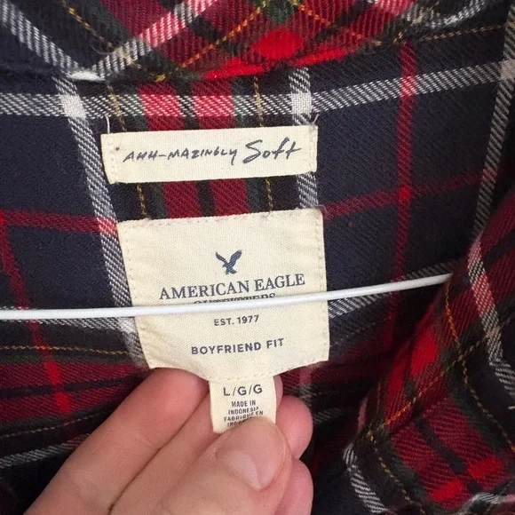American Eagle Boyfriend Fit Ah-amazingly Soft Oversized Flannel Women’s Large - Picture 2 of 5